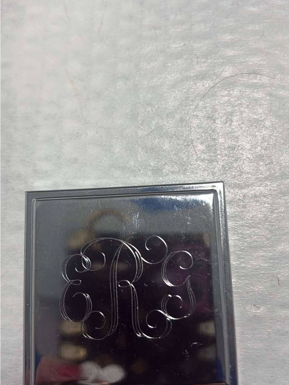 Engraved Silver Compact Mirror - Monogram Style